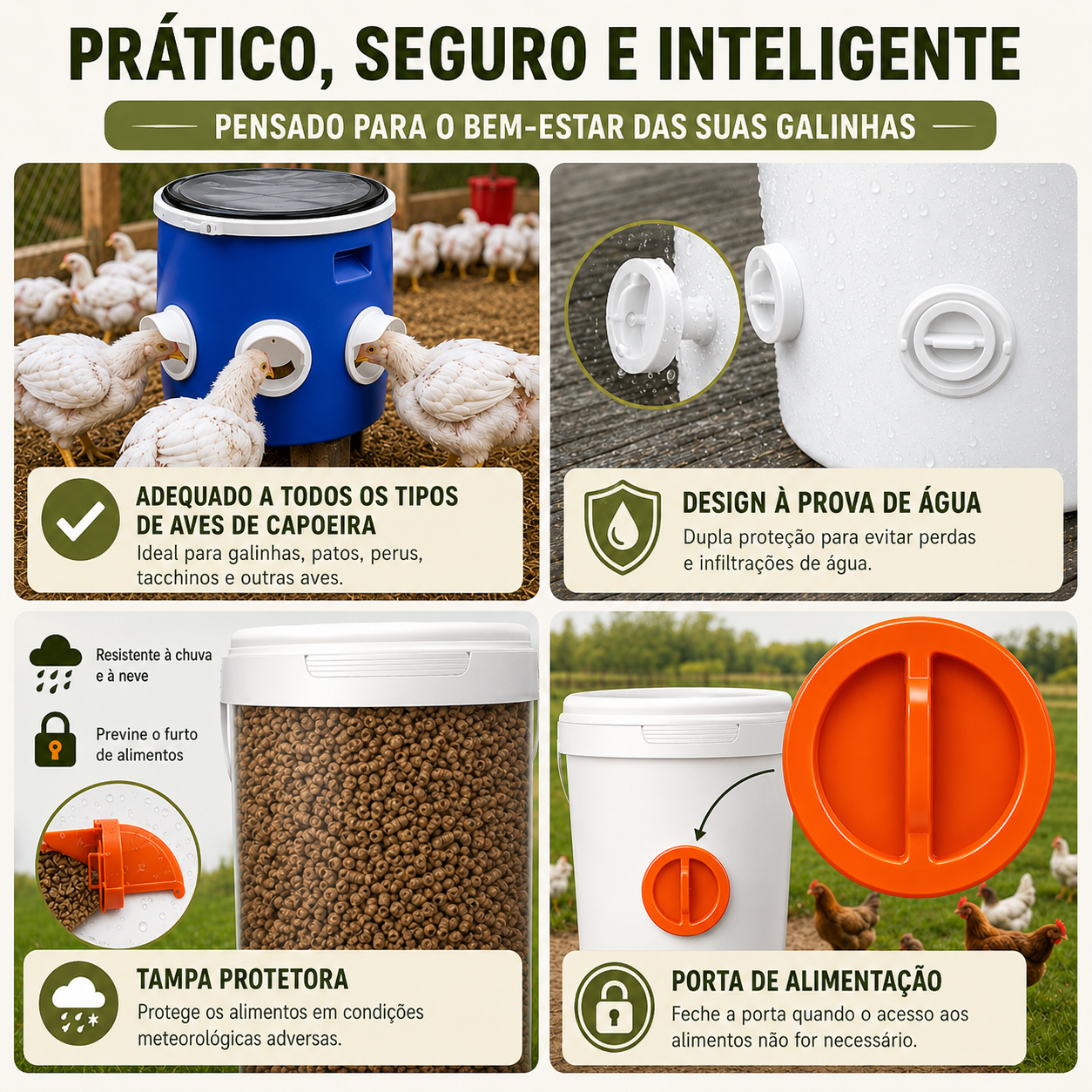 🐓 Kit Alimentador Para Aves De Capoeira