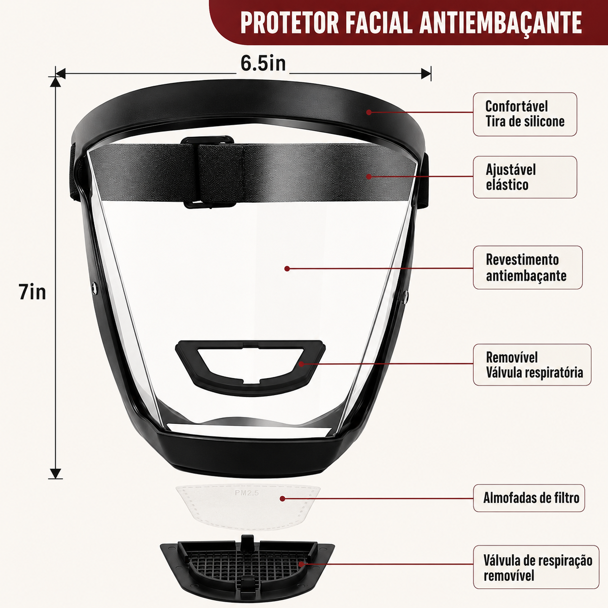 🛡️ A viseira protege o rosto, os olhos e as vias respiratórias durante o trabalho