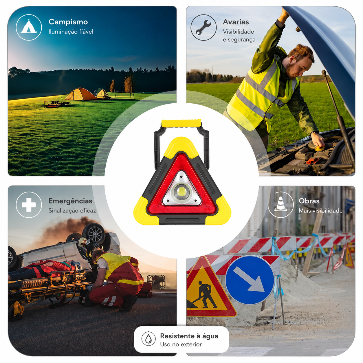🚨 (SUPER OFERTA) Triângulo De Emergência Para Automóvel Com Luz LED Integrada