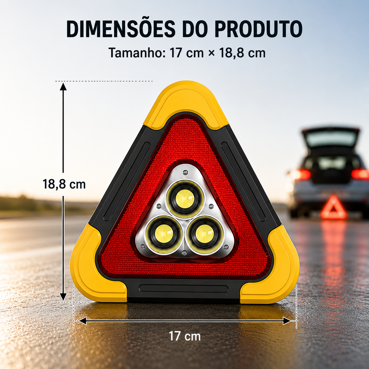🚨 (SUPER OFERTA) Triângulo De Emergência Para Automóvel Com Luz LED Integrada
