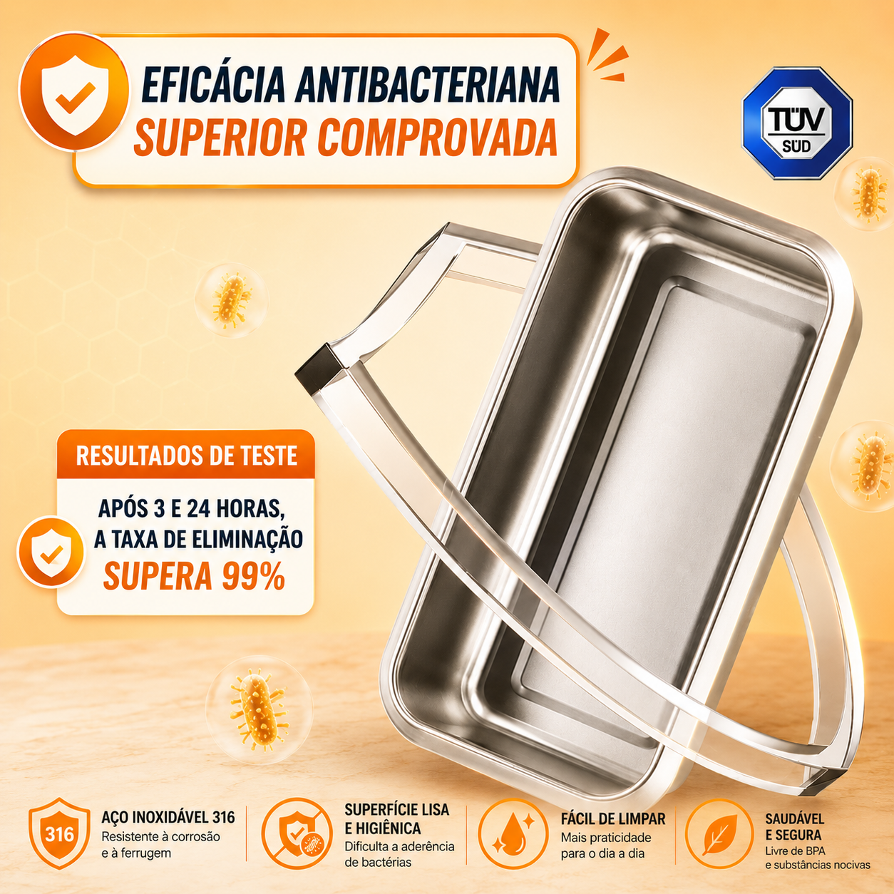 🥘 Caixa para alimentos em aço inoxidável 316