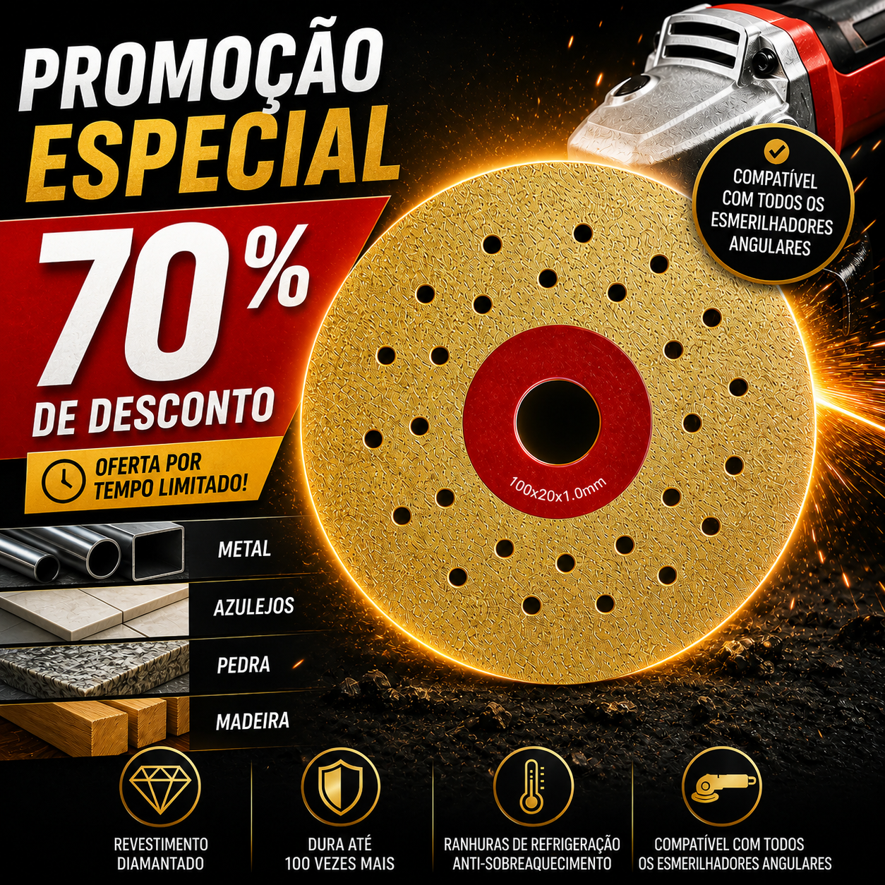 ⚡ Disco De Corte E Desbaste De Diamante 2 Em 1 Multifuncional Premium