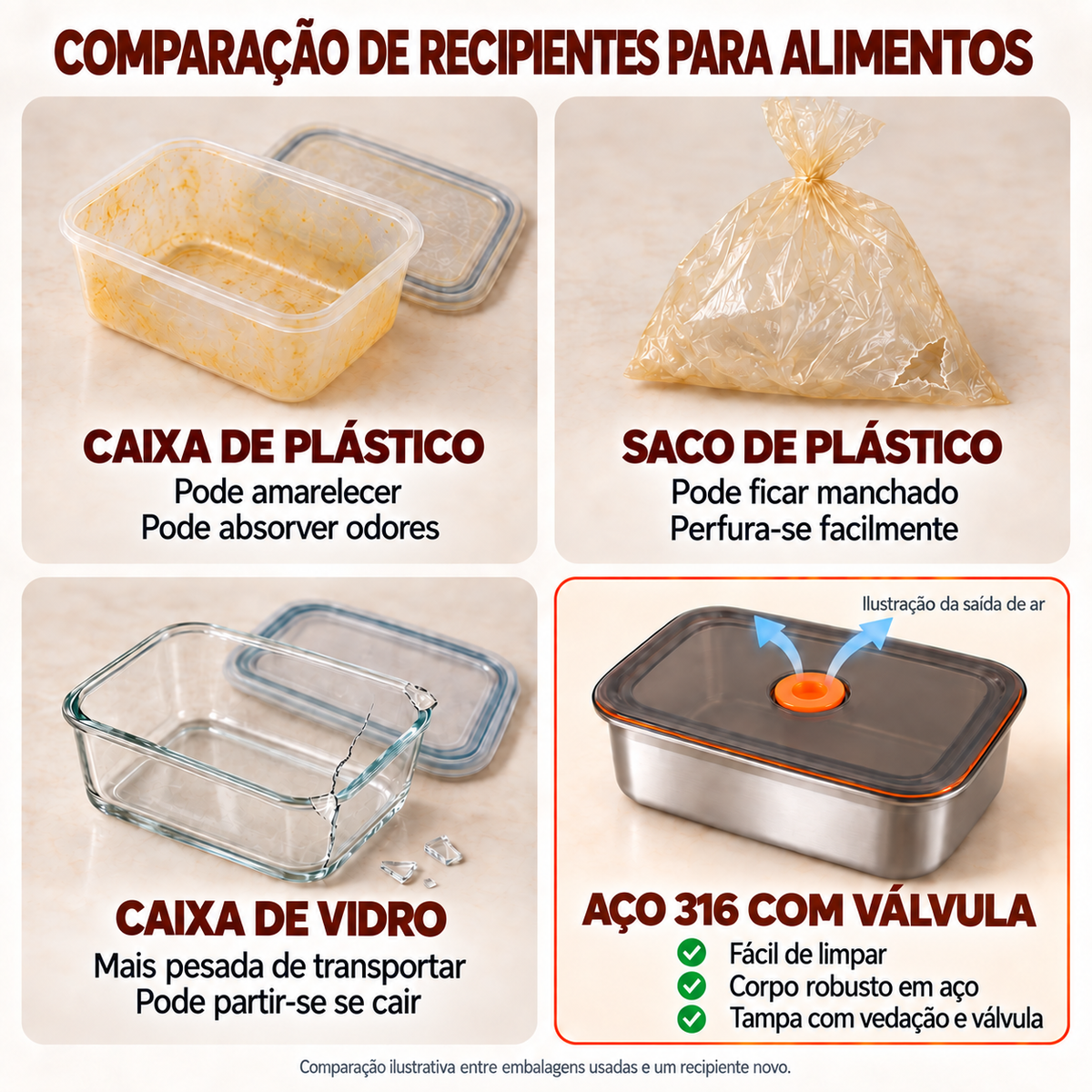 🥘 Leve 12, Pague Apenas 6 | Recipientes em Aço Inoxidável 316L com Tampa de Vácuo