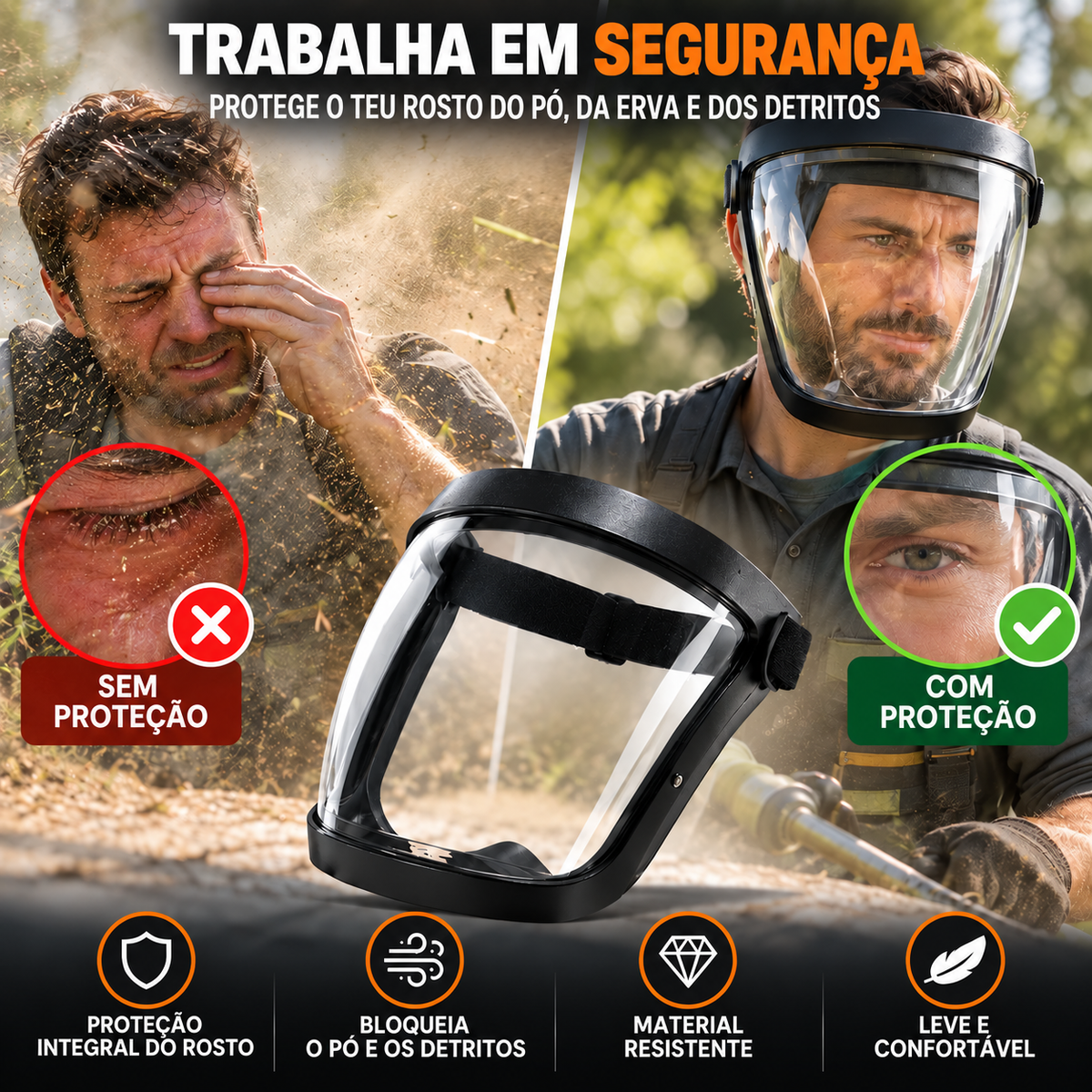🎁 70% DE DESCONTO | A viseira protege o rosto, os olhos e as vias respiratórias durante o trabalho