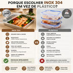 🥗 Recipiente em aço inoxidável 304 para alimentos (25 x 20 x 6 cm)