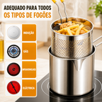 🇵🇹 Panela Fritadeira De 1.2L Em Aço Inoxidável 304 Alemão, Compatível Também Com Fogões De Infravermelhos