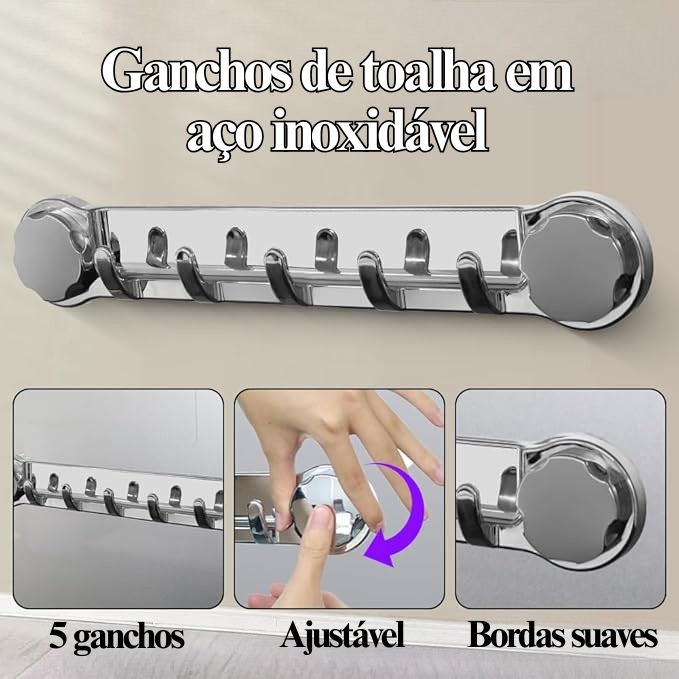 (4+2 grátis) 🇵🇹 Suporte de sucção com 5 ganchos