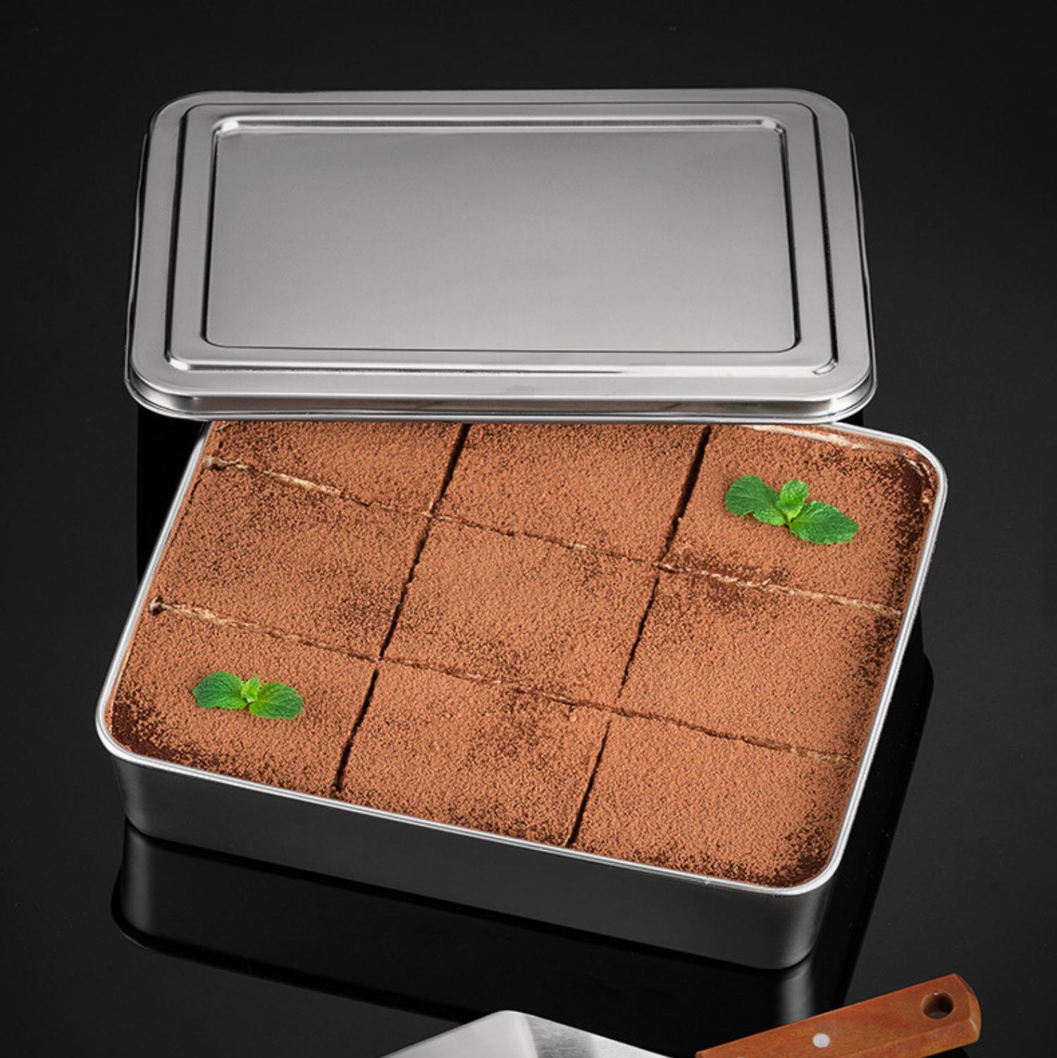 Tabuleiro grande com tampa em aço inoxidável para guardar alimentos (2000ml)