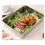 Tabuleiro grande com tampa em aço inoxidável para guardar alimentos (2000ml)