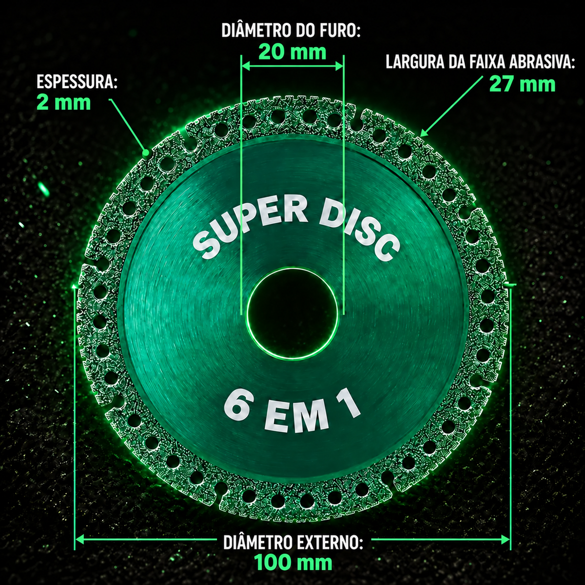 💎 Disco de corte e desbaste de diamante multifunções premium 6 em 1
