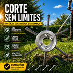🇵🇹 A cabeça do cortador de relva possui 6 lâminas em aço inoxidável