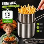 Fritadeira em aço inoxidável 1,2L — anti-salpicos, aquecimento rápido