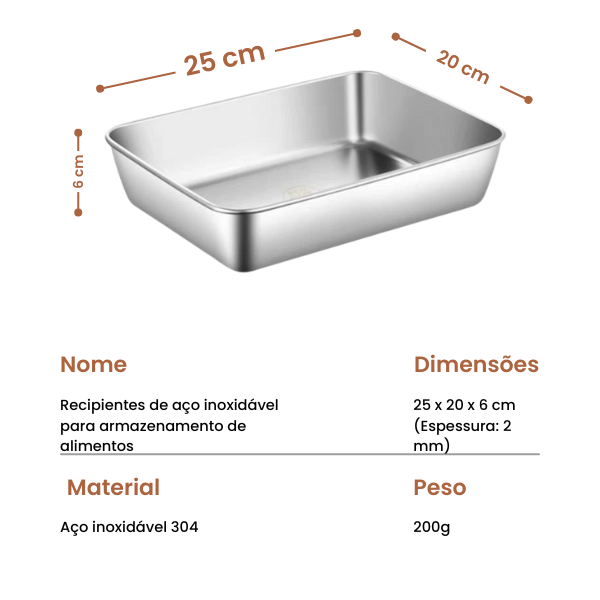 💢 A caixa de aço inoxidável 304 mantém os alimentos frescos até 1 mês