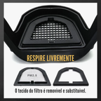 A viseira protege o rosto, os olhos e as vias respiratórias durante o trabalho