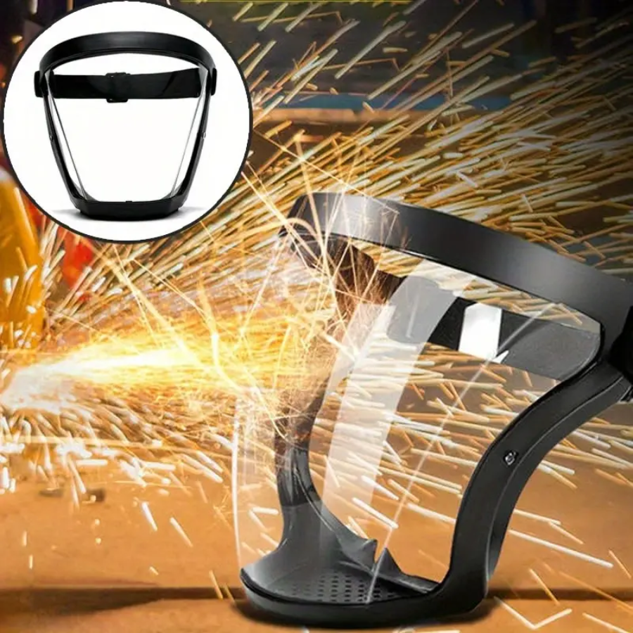 A viseira protege o rosto, os olhos e as vias respiratórias durante o trabalho