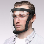 A viseira protege o rosto, os olhos e as vias respiratórias durante o trabalho