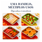 Bandeja de Aço Inoxidável 304 com Tampa Hermética (2,1 L – 25,5 × 19,7 × 5,7 cm) | 70% DE DESCONTO!