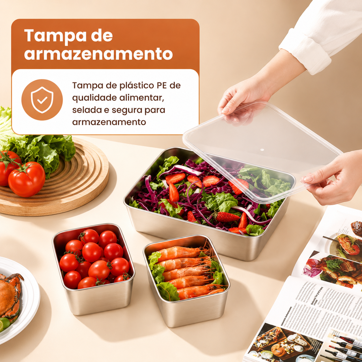 [SET 6 + 🎁 3 Grátis] A caixa de aço inoxidável 304 mantém os alimentos frescos até 1 mês