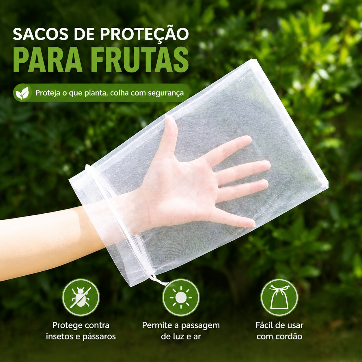 Sacos de Malha Respiráveis para Proteção de Frutas e Vegetais | Reutilizáveis
