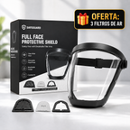 A viseira protege o rosto, os olhos e as vias respiratórias durante o trabalho