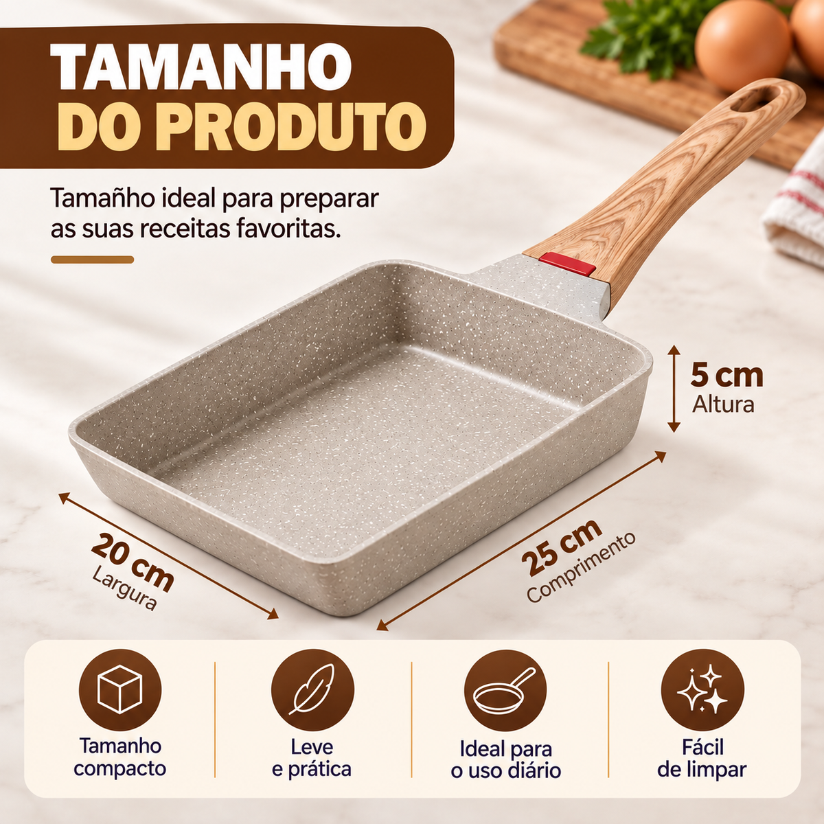 🍳 Frigideira de Pedra Multifunções | Antiaderente e compatível com todos os fogões: gás, elétrico, indução, entre outros...