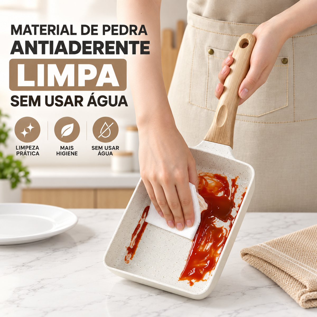 🍳 Frigideira de Pedra Multifunções | Antiaderente e compatível com todos os fogões: gás, elétrico, indução, entre outros...