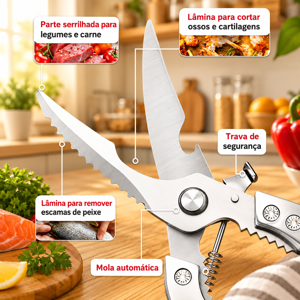 🎁 70% DE DESCONTO | Tesoura de aço premium importado da República Federal da Alemanha