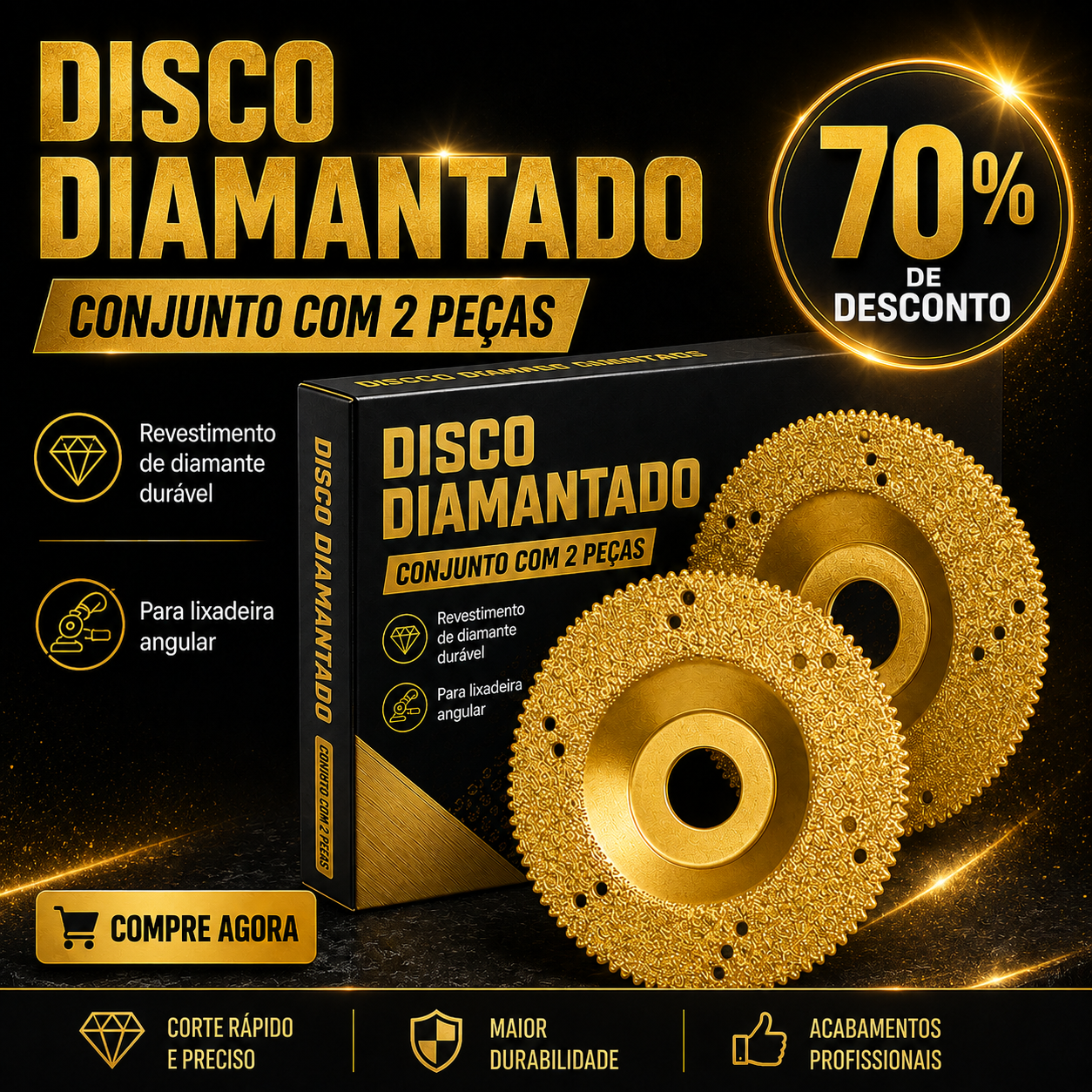 ⚡ Disco Diamantado 5 em 1 – Corta, Lixa e Molda em Segundos