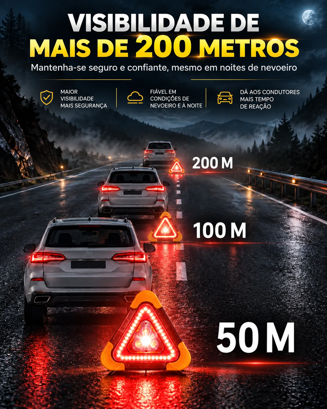 ⚡(SUPER OFERTA) Triângulo De Emergência Para Automóvel Com Luz LED Integrada