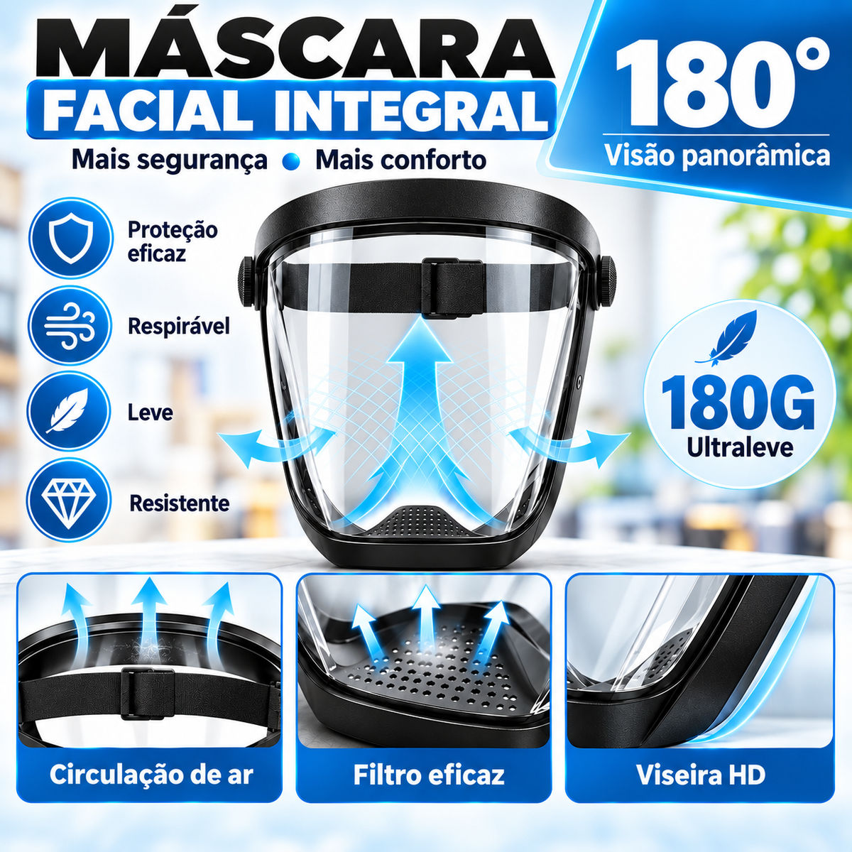 🎁 70% DE DESCONTO | A viseira protege o rosto, os olhos e as vias respiratórias durante o trabalho
