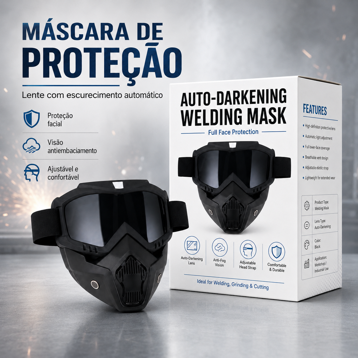 Máscara de Soldadura Automática 0,1 ms – Protección Total