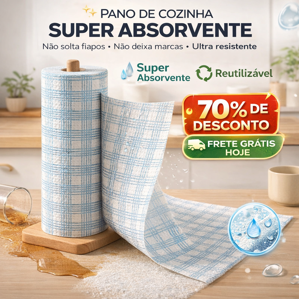 ⚡ Pano de Cozinha em Rolo, Não Solta Fiapos, Não Absorve Óleo, Pano Especial para Cozinha, Uso a Seco e Úmido, Pano Multiuso