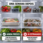 70% OFF + 6 GRÁTIS | Recipientes de aço inoxidável 304, 2400 ml
