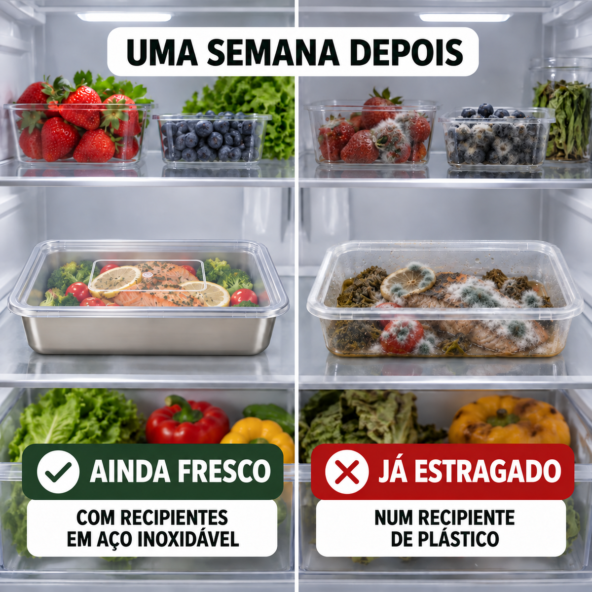 70% OFF + 6 GRÁTIS | Recipientes de aço inoxidável 304, 2400 ml