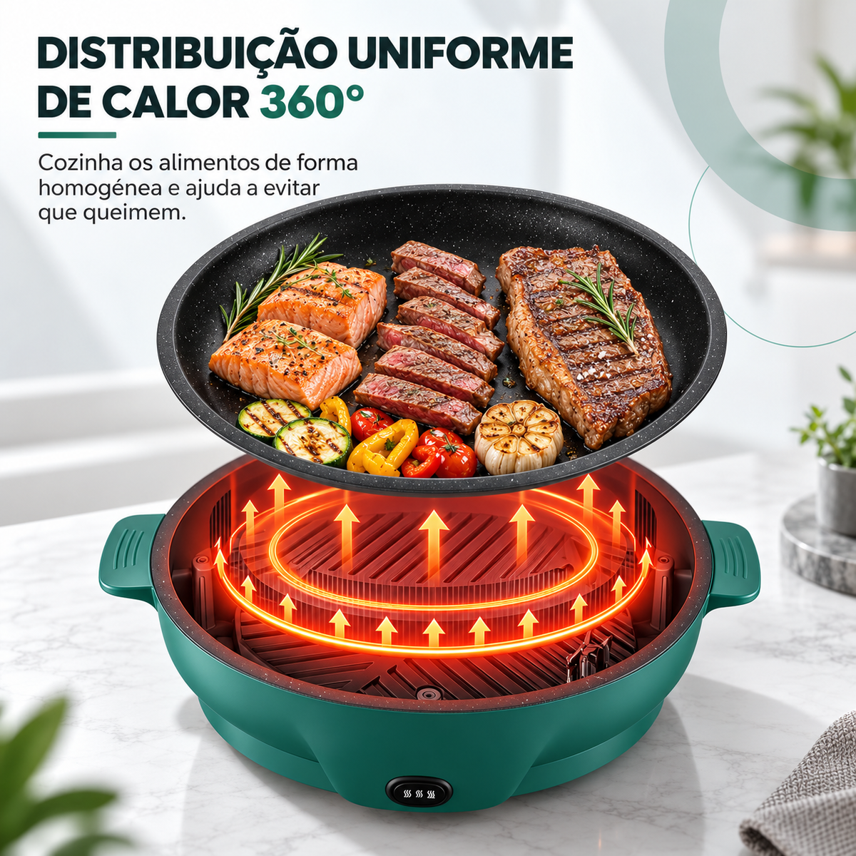 🎁 70% DE DESCONTO | Frigideira de pedra de dupla potência com tecnologia de economia de energia de nova geração