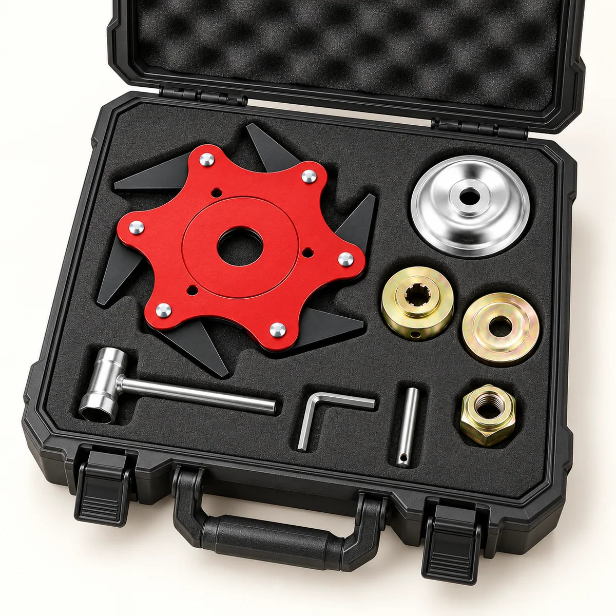 KIT COMPLETO COM TODOS OS ACESSÓRIOS - Cabeça de corte de 6 lâminas em aço manganês