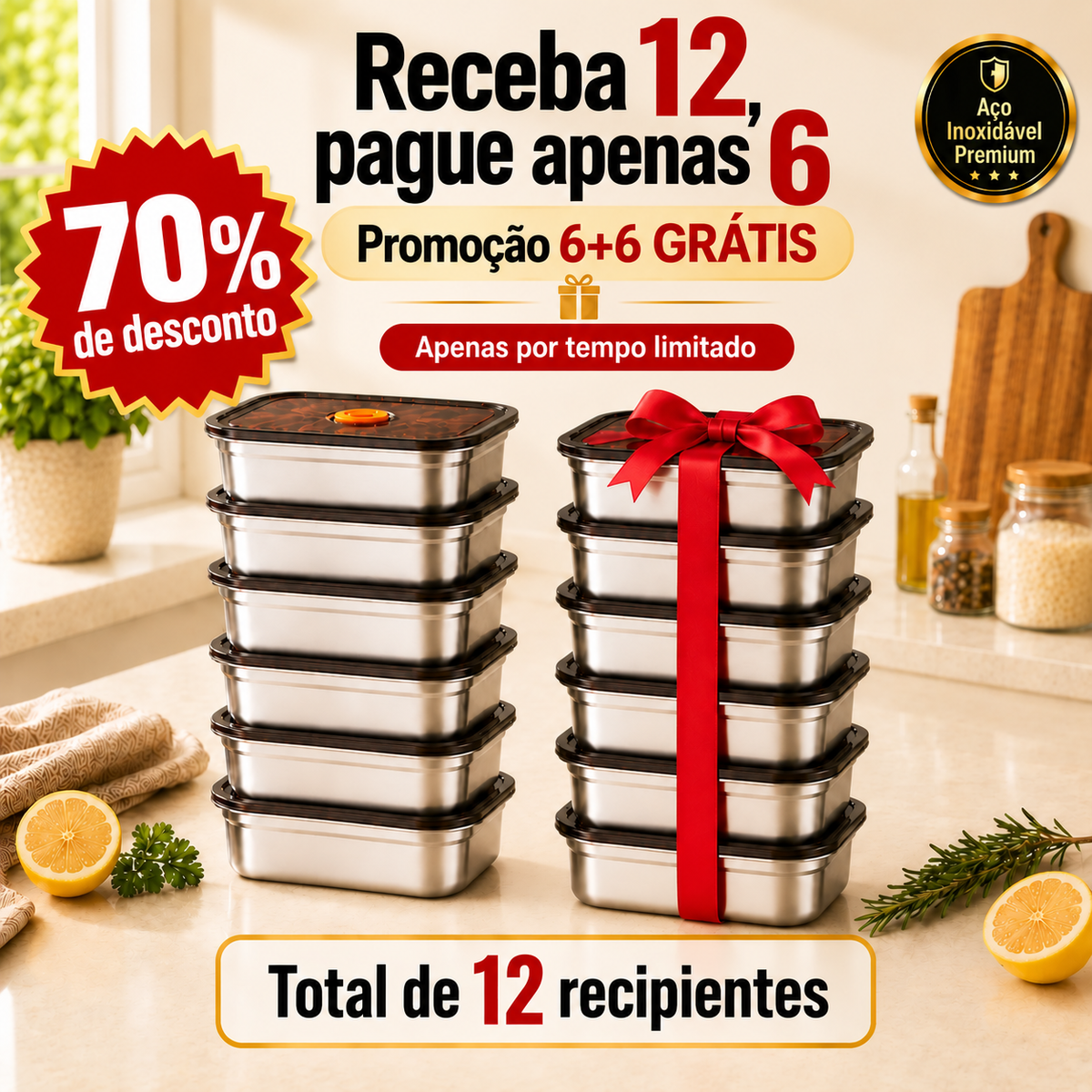 [🎁70% DE DESCONTO] Caixa de comida a vácuo de aço inoxidável antibacteriano 316 (Tamanho grande)
