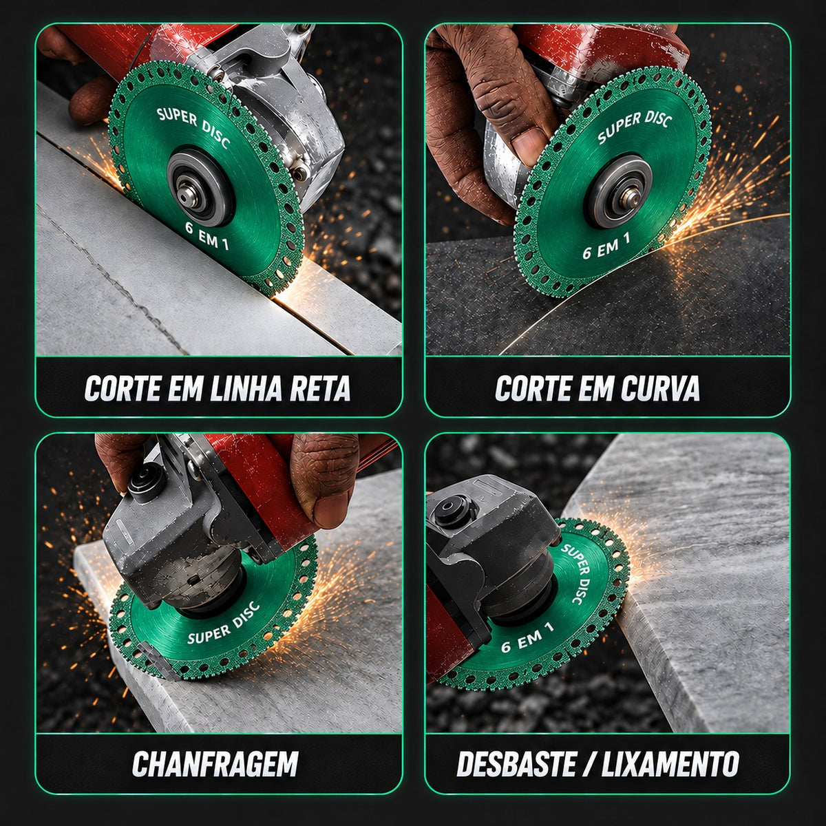 💎 Disco de corte e desbaste de diamante multifunções premium 6 em 1