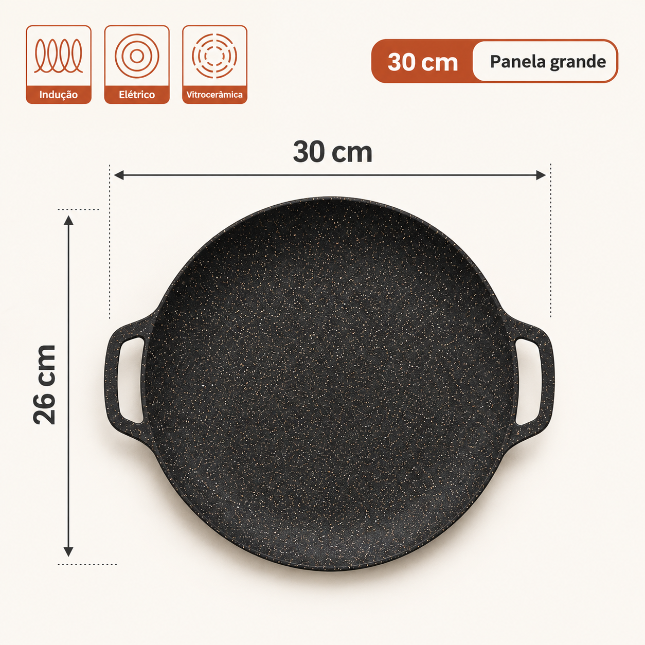 Frigideira Antiaderente Natural | Pedra Maifan (30 x 26 cm)