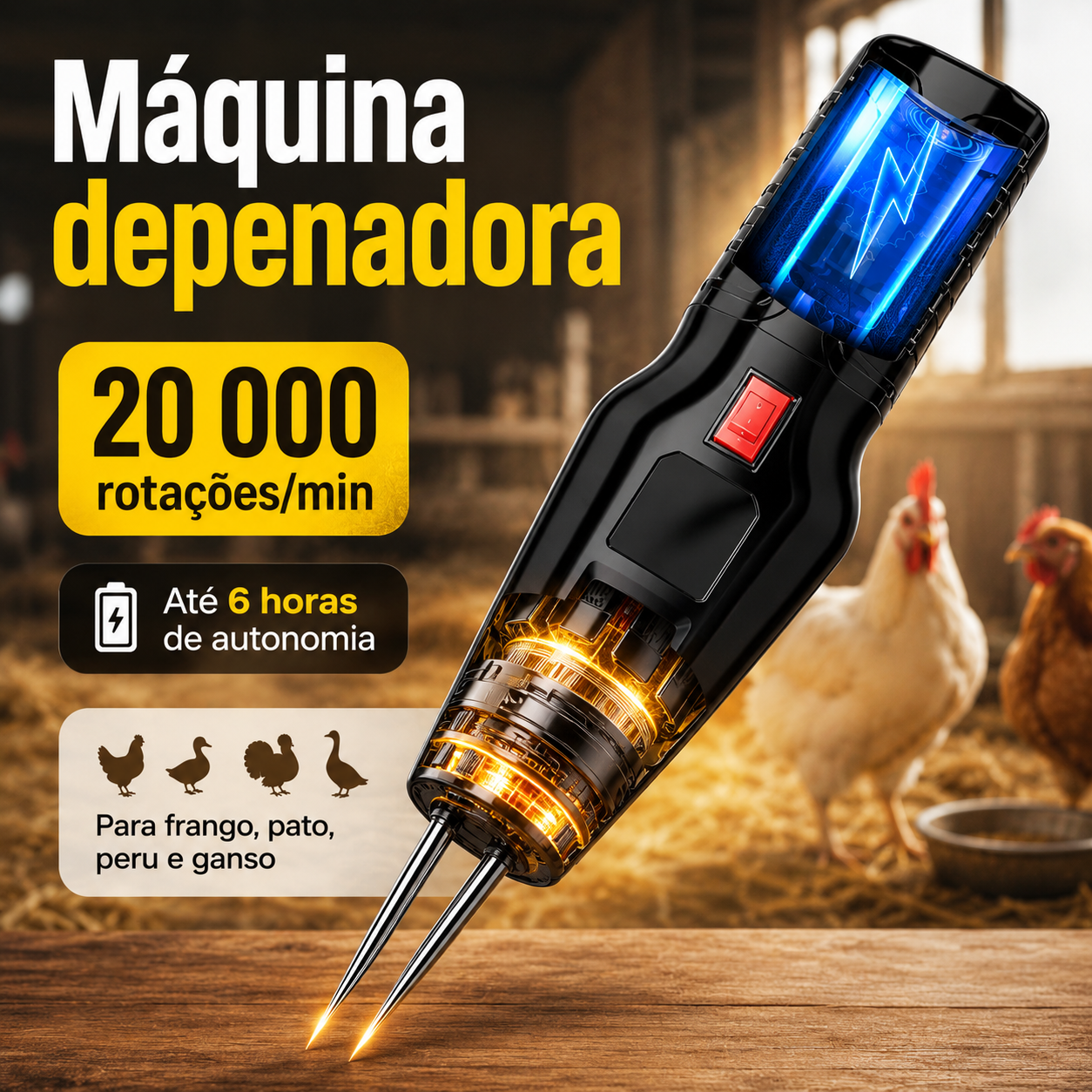 Depenador Elétrico — 60 Segundos por Ave