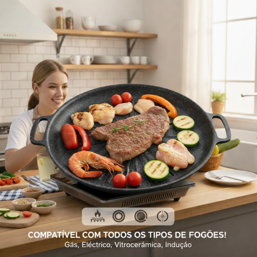 🇵🇹 Frigideira de pedra Maifan antiaderente de 6 camadas compatível com fogões de indução IH