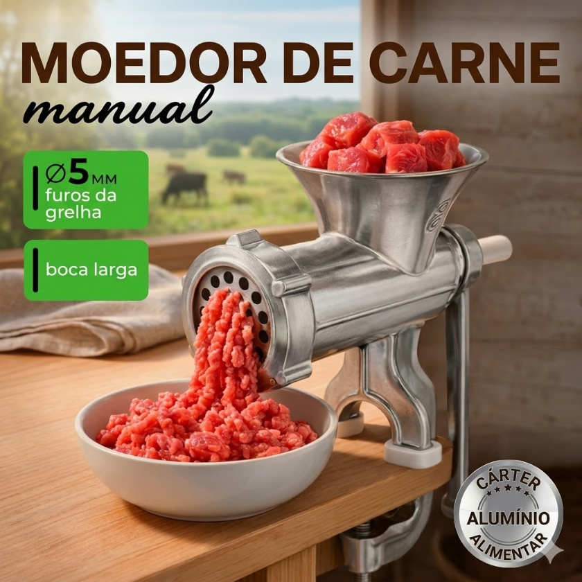 Moedor de Carne Manual com Enchideira — Faz Chouriço em Casa, Sem Esforço