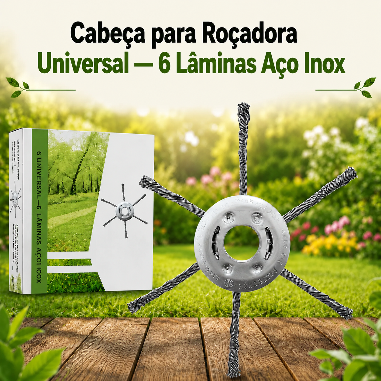 Cabeça Universal para Roçadora — 6 Lâminas em Aço Inoxidável