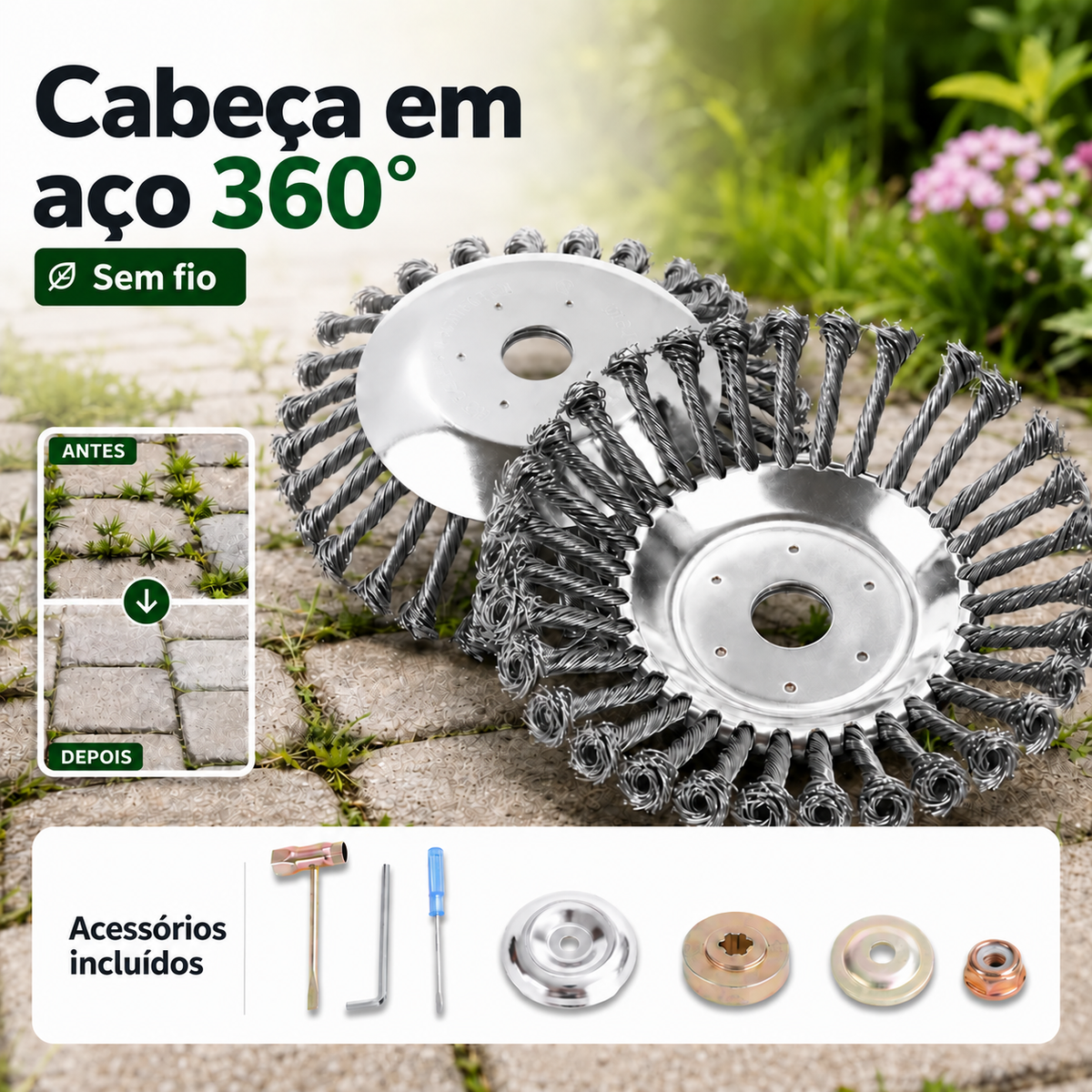 Disco de Arame de Aço para Roçadora — Corte 360° | Compatível Universal