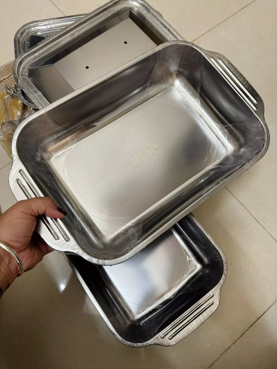 🇵🇹 Bandeja de cozedura direta em aço inoxidável 304 maciço da Alemanha (3,5 Litros)