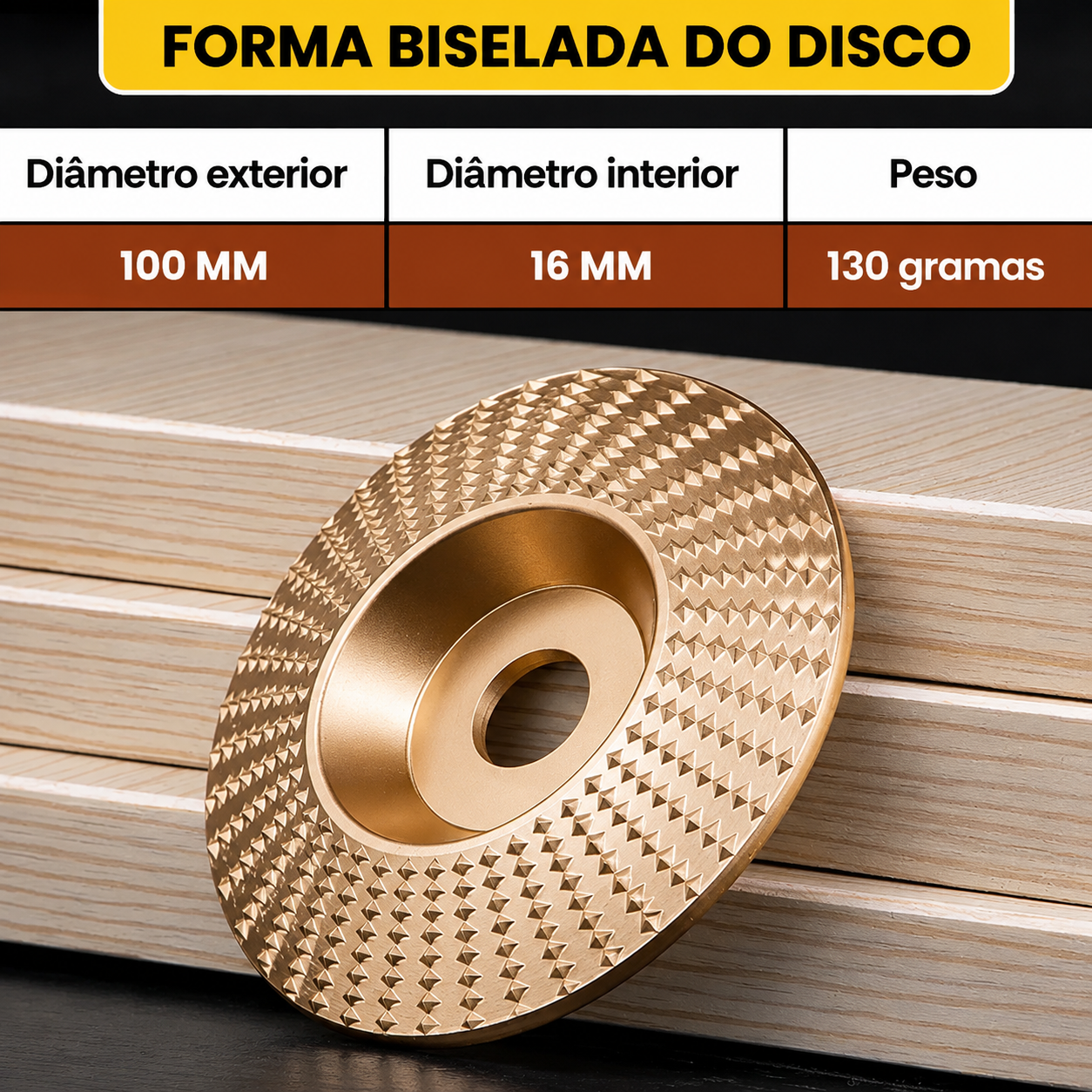 Conjunto de 3 Discos Abrasivos para Madeira – Desbaste, Modelagem e Acabamento